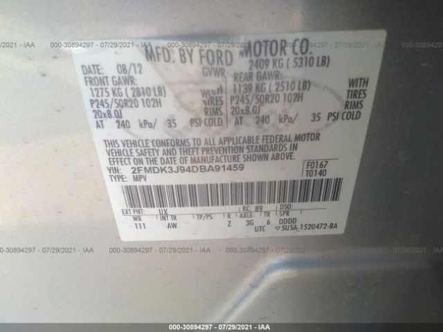 Photo 8 VIN: 2FMDK3J94DBA91459 - FORD EDGE 