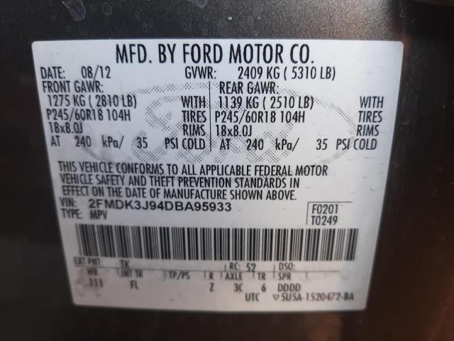 Photo 9 VIN: 2FMDK3J94DBA95933 - FORD EDGE SEL 