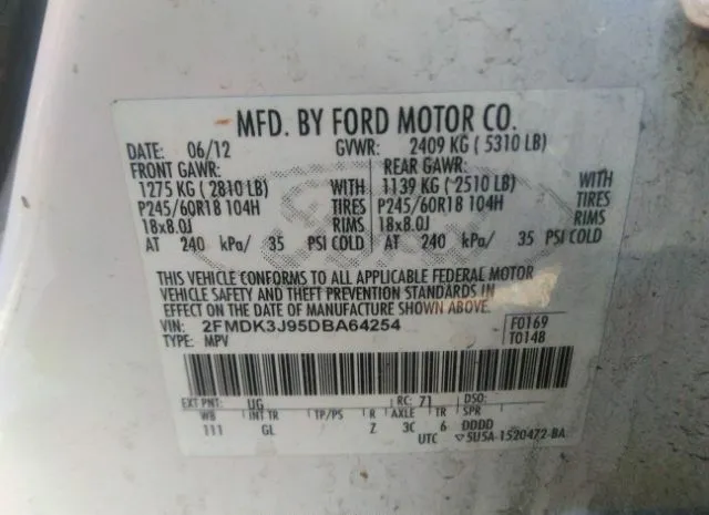 Photo 8 VIN: 2FMDK3J95DBA64254 - FORD EDGE 