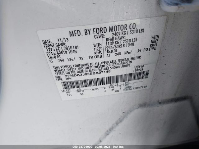 Photo 8 VIN: 2FMDK3J95EBA07148 - FORD EDGE 