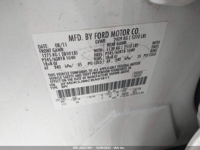 Photo 8 VIN: 2FMDK3J96CBA01811 - FORD EDGE 