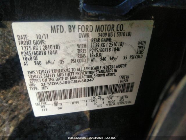 Photo 8 VIN: 2FMDK3J96CBA36347 - FORD EDGE 