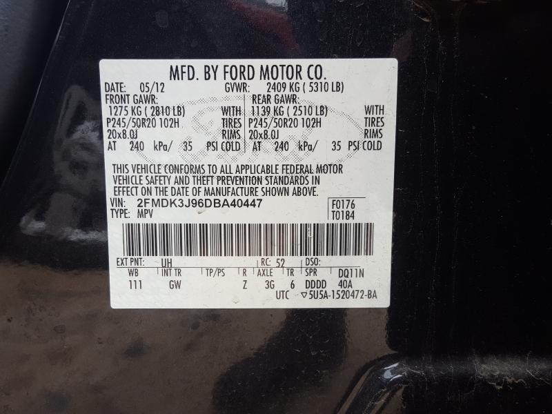 Photo 9 VIN: 2FMDK3J96DBA40447 - FORD EDGE SEL 