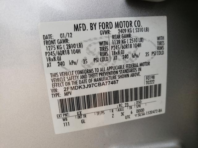 Photo 9 VIN: 2FMDK3J97CBA77487 - FORD EDGE SEL 