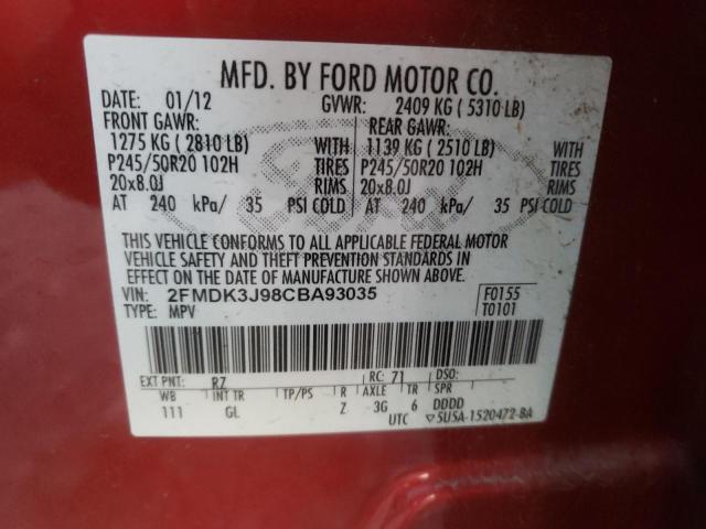 Photo 9 VIN: 2FMDK3J98CBA93035 - FORD EDGE SEL 