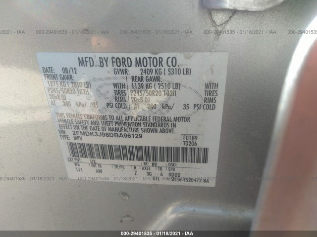 Photo 8 VIN: 2FMDK3J98DBA96129 - FORD EDGE 