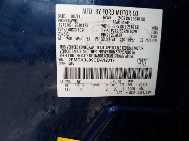 Photo 9 VIN: 2FMDK3J99CBA12317 - FORD EDGE SEL 