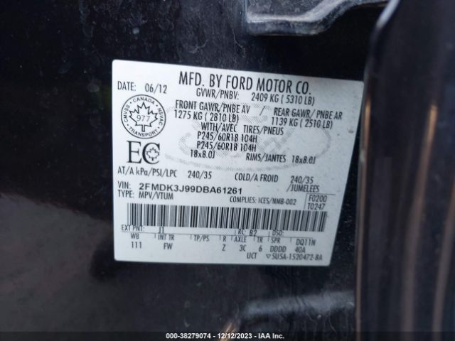 Photo 8 VIN: 2FMDK3J99DBA61261 - FORD EDGE 