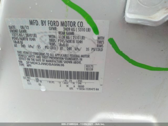 Photo 8 VIN: 2FMDK3J99DBA95636 - FORD EDGE 