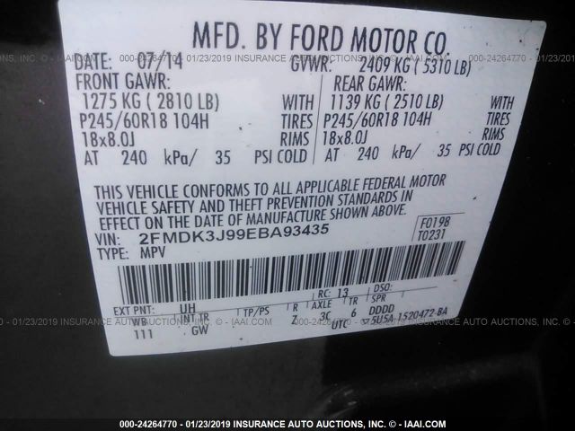 Photo 8 VIN: 2FMDK3J99EBA93435 - FORD EDGE 