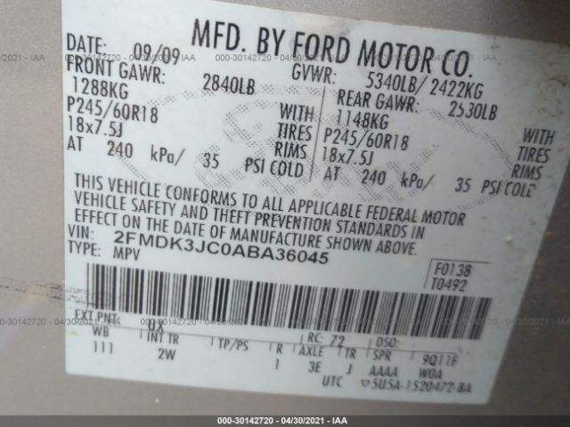 Photo 8 VIN: 2FMDK3JC0ABA36045 - FORD EDGE 