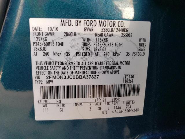 Photo 9 VIN: 2FMDK3JC0BBA37827 - FORD EDGE SEL 