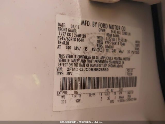 Photo 8 VIN: 2FMDK3JC0BBB26569 - FORD EDGE 