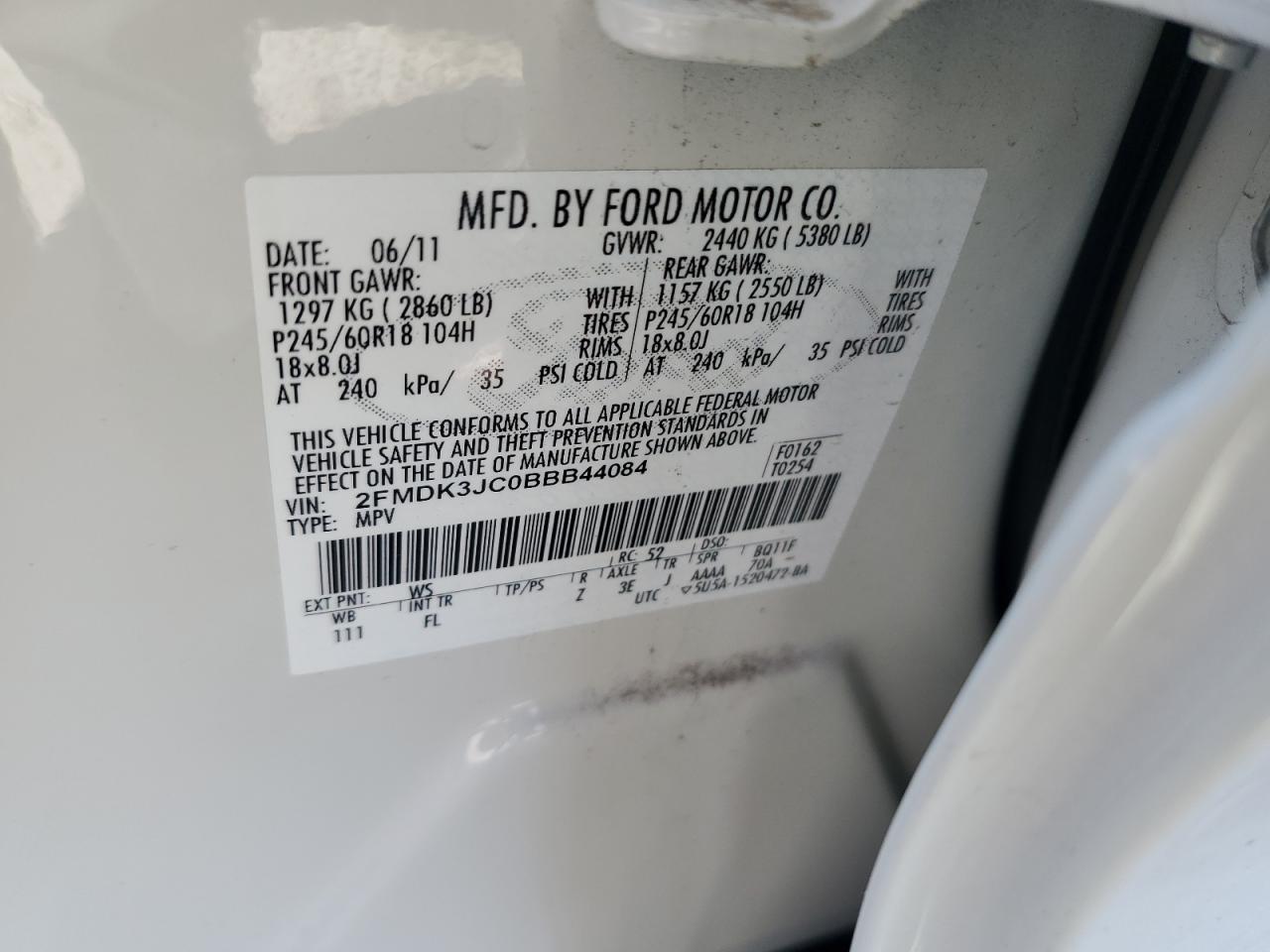 Photo 11 VIN: 2FMDK3JC0BBB44084 - FORD EDGE 