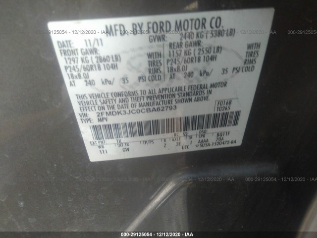 Photo 8 VIN: 2FMDK3JC0CBA62793 - FORD EDGE 