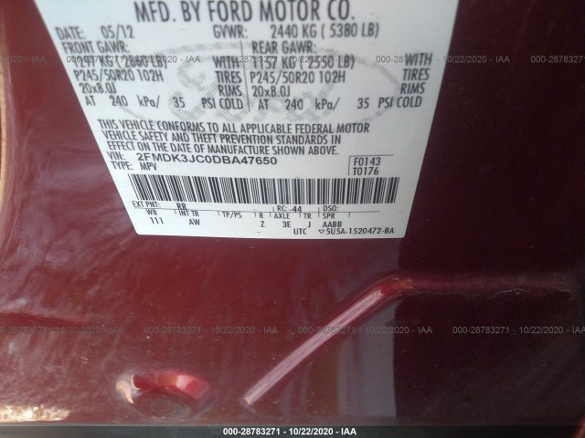 Photo 8 VIN: 2FMDK3JC0DBA47650 - FORD EDGE 