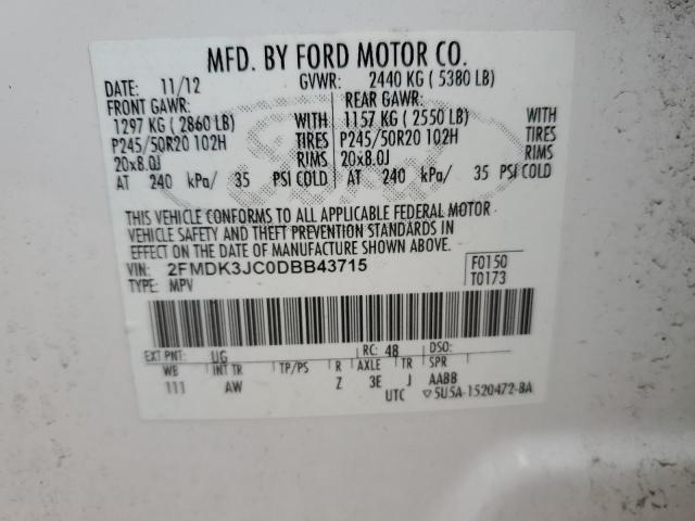 Photo 12 VIN: 2FMDK3JC0DBB43715 - FORD EDGE SEL 