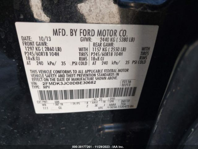 Photo 8 VIN: 2FMDK3JC0DBE30682 - FORD EDGE 