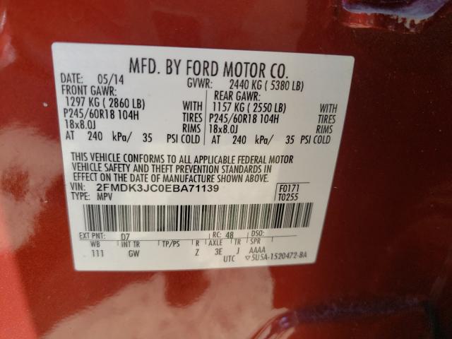 Photo 9 VIN: 2FMDK3JC0EBA71139 - FORD EDGE SEL 