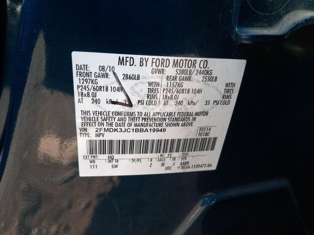 Photo 9 VIN: 2FMDK3JC1BBA19949 - FORD EDGE SEL 