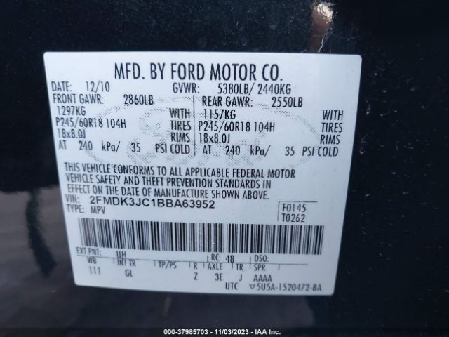 Photo 8 VIN: 2FMDK3JC1BBA63952 - FORD EDGE 