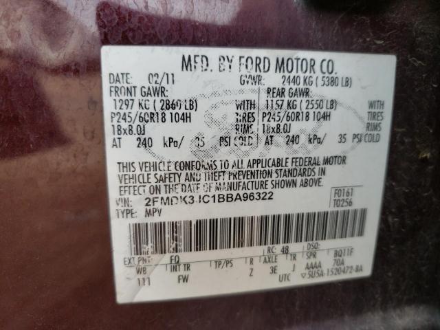 Photo 9 VIN: 2FMDK3JC1BBA96322 - FORD EDGE SEL 