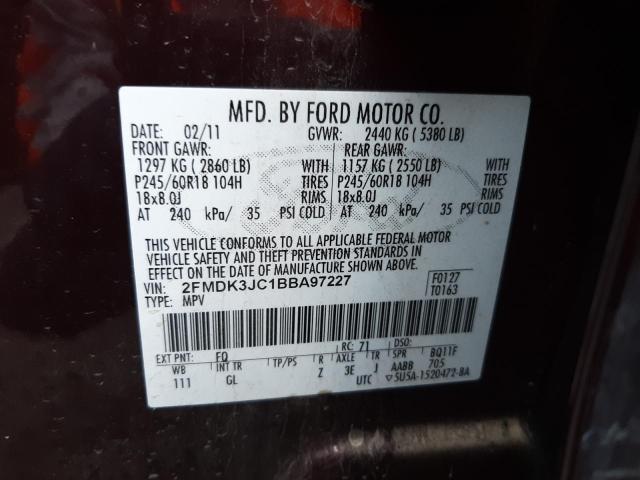 Photo 9 VIN: 2FMDK3JC1BBA97227 - FORD EDGE SEL 