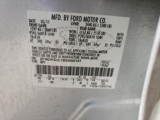 Photo 9 VIN: 2FMDK3JC1BBB00157 - FORD EDGE SEL 