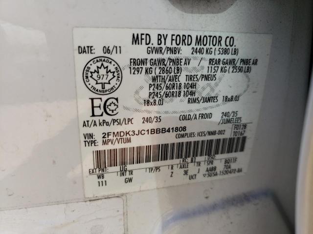 Photo 9 VIN: 2FMDK3JC1BBB41808 - FORD EDGE SEL 