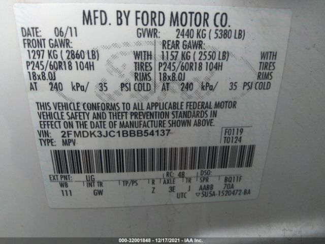 Photo 8 VIN: 2FMDK3JC1BBB54137 - FORD EDGE 