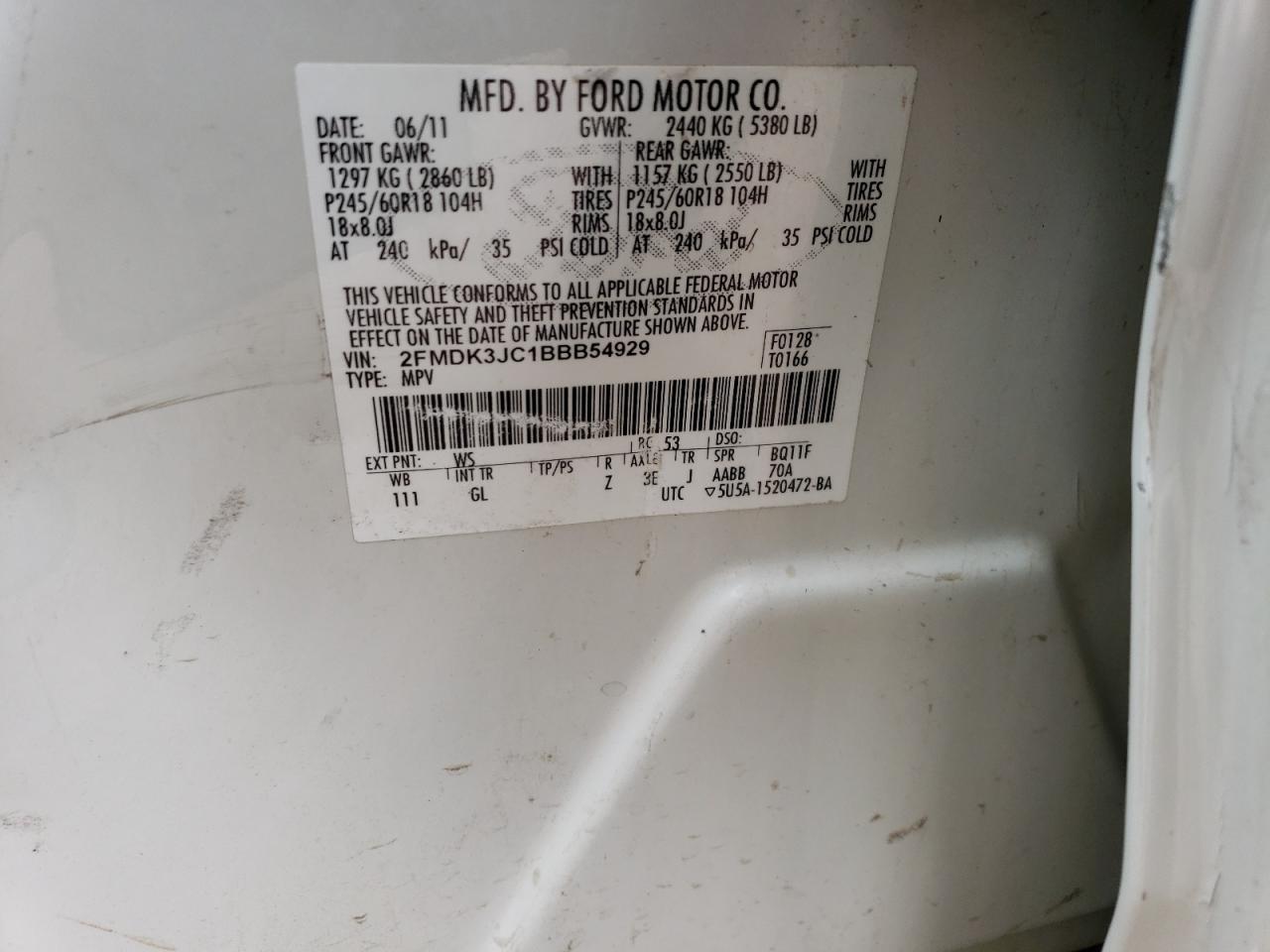 Photo 12 VIN: 2FMDK3JC1BBB54929 - FORD EDGE 