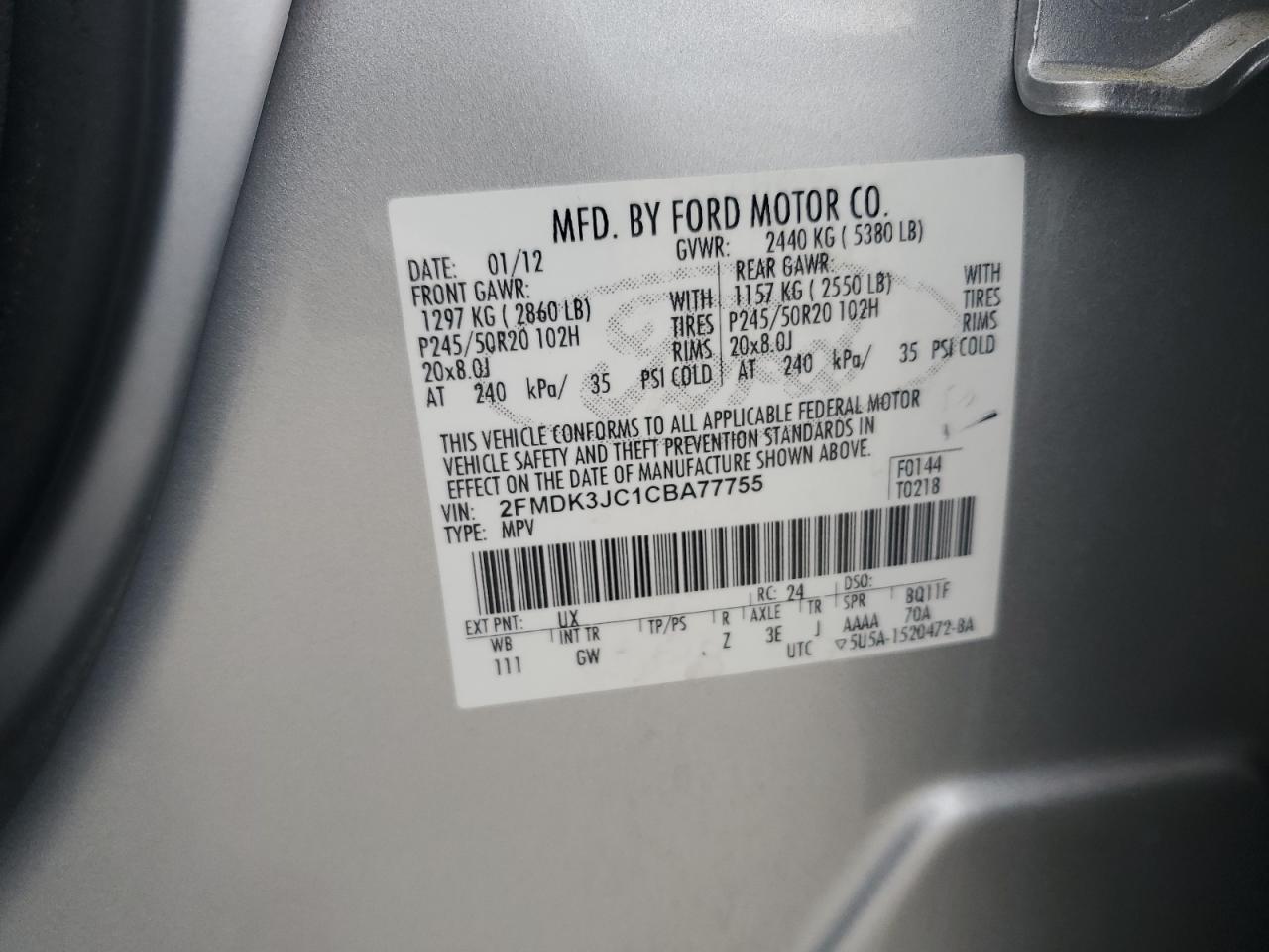 Photo 11 VIN: 2FMDK3JC1CBA77755 - FORD EDGE 