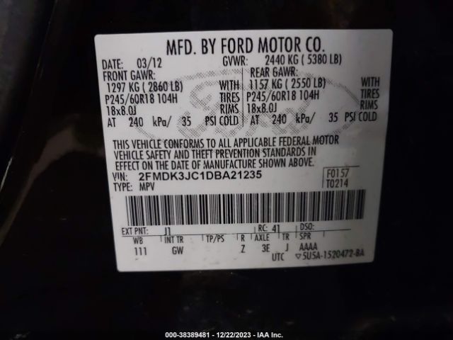 Photo 8 VIN: 2FMDK3JC1DBA21235 - FORD EDGE 