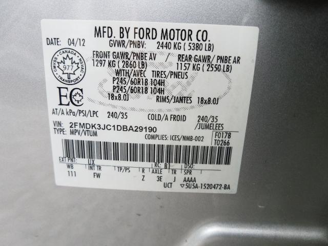 Photo 9 VIN: 2FMDK3JC1DBA29190 - FORD EDGE SEL 