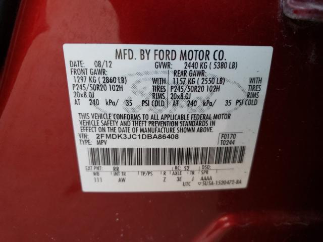 Photo 9 VIN: 2FMDK3JC1DBA86408 - FORD EDGE SEL 