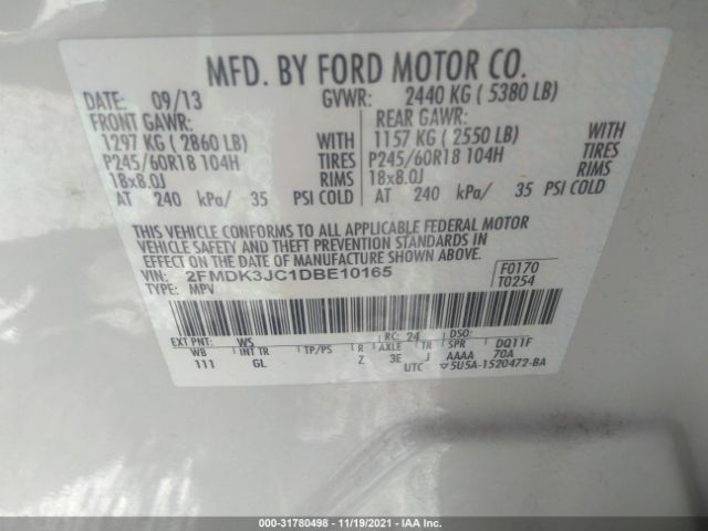 Photo 8 VIN: 2FMDK3JC1DBE10165 - FORD EDGE 