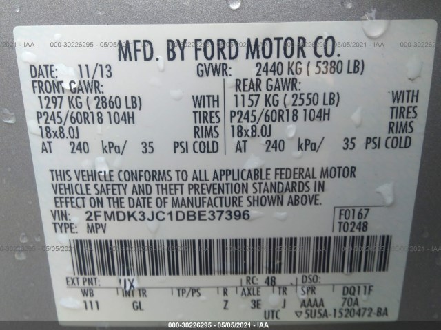 Photo 8 VIN: 2FMDK3JC1DBE37396 - FORD EDGE 