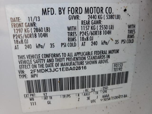 Photo 12 VIN: 2FMDK3JC1EBA02816 - FORD EDGE SEL 