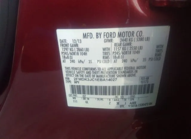 Photo 8 VIN: 2FMDK3JC1EBA14027 - FORD EDGE 