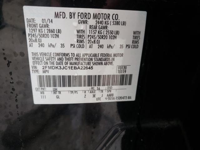 Photo 9 VIN: 2FMDK3JC1EBA22645 - FORD EDGE SEL 