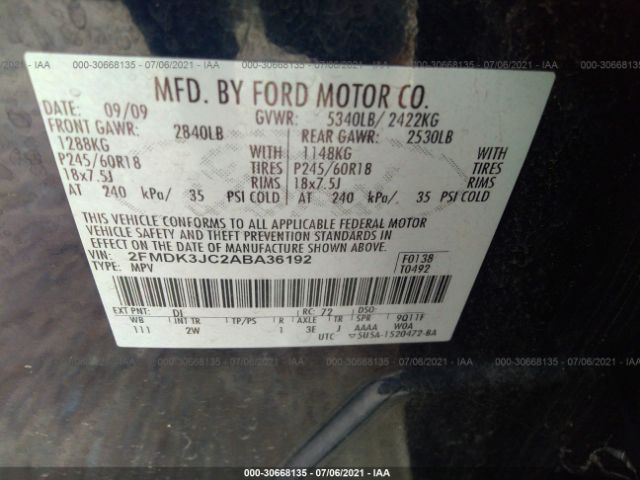 Photo 8 VIN: 2FMDK3JC2ABA36192 - FORD EDGE 