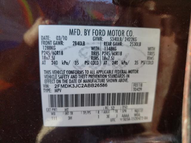 Photo 9 VIN: 2FMDK3JC2ABB26586 - FORD EDGE SEL 