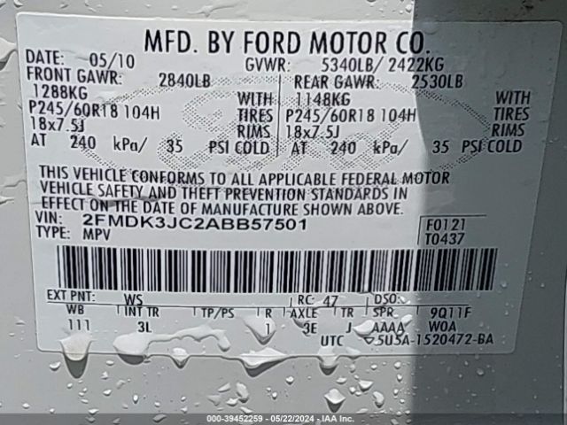 Photo 8 VIN: 2FMDK3JC2ABB57501 - FORD EDGE 