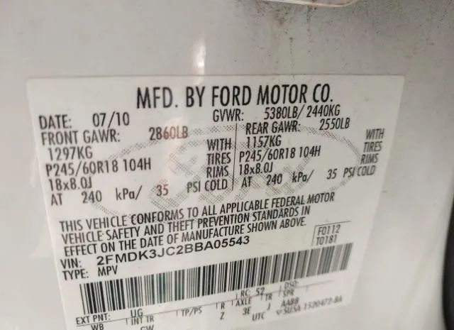 Photo 8 VIN: 2FMDK3JC2BBA05543 - FORD EDGE 