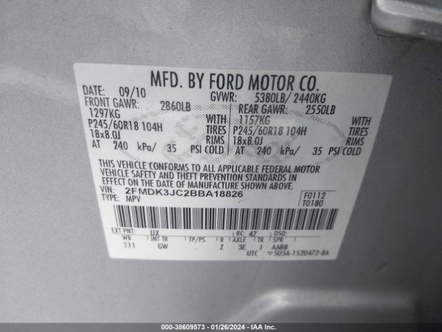 Photo 8 VIN: 2FMDK3JC2BBA18826 - FORD EDGE 