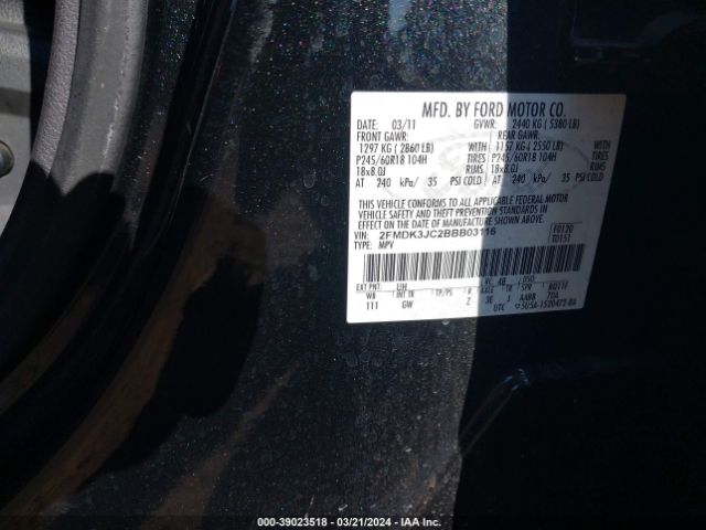 Photo 8 VIN: 2FMDK3JC2BBB03116 - FORD EDGE 