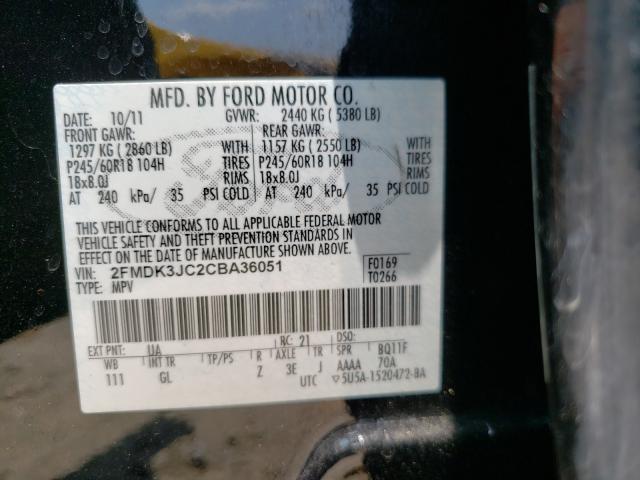 Photo 9 VIN: 2FMDK3JC2CBA36051 - FORD EDGE SEL 