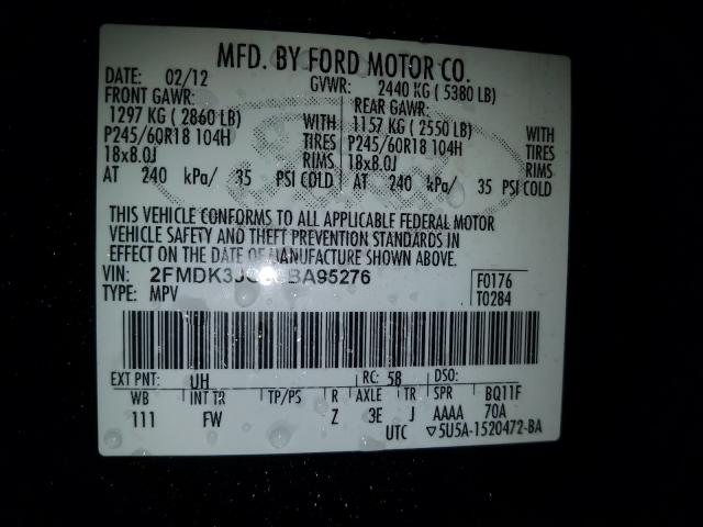 Photo 9 VIN: 2FMDK3JC2CBA95276 - FORD EDGE SEL 