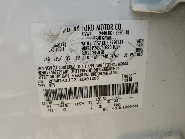 Photo 12 VIN: 2FMDK3JC2DBA01205 - FORD EDGE SEL 