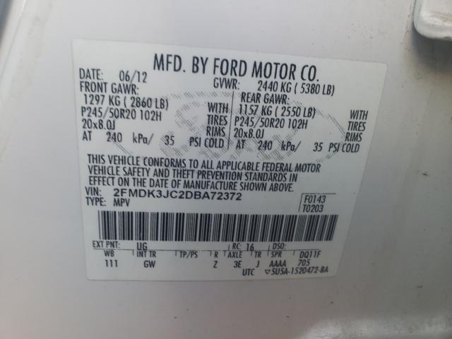 Photo 9 VIN: 2FMDK3JC2DBA72372 - FORD EDGE SEL 